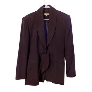 Bebe Blazer Womens Sz 6 Purple Tie Front Lined Silk Jacket Whimsigoth FLAW READ